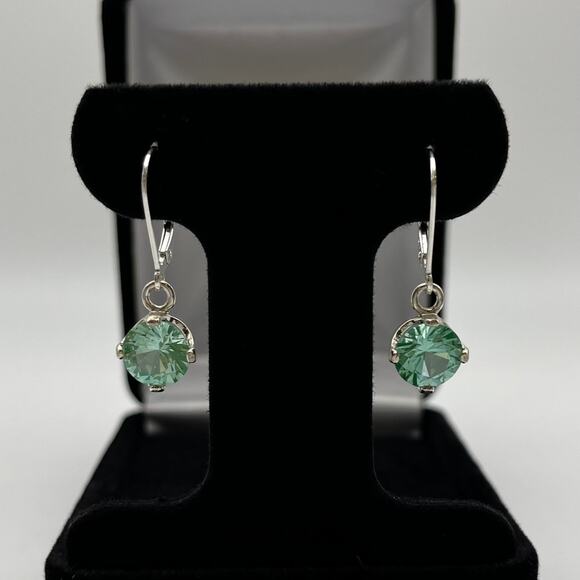 BEAUTIFUL 4ctw Sea Foam Green Spinel Earrings Sterling Silver Ice Green Gemstone - Picture 6 of 6